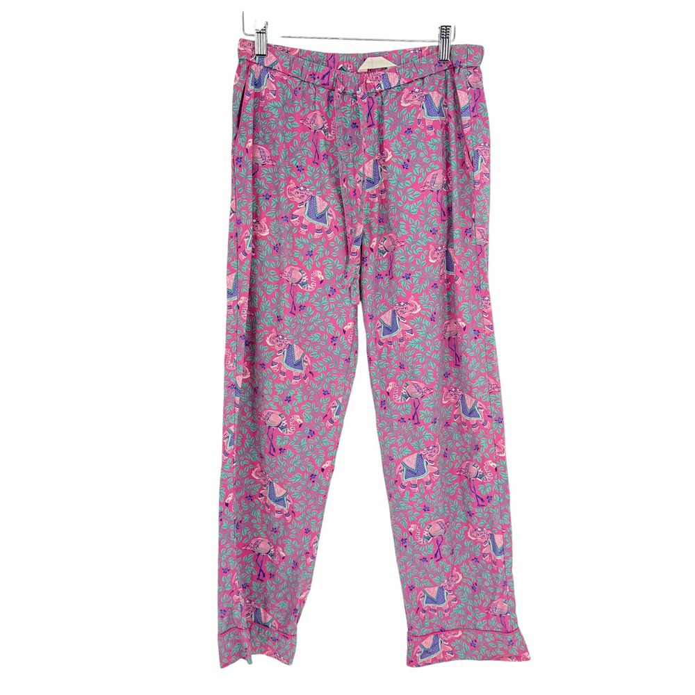Printfresh Pink Elephant Flamingo Cotton Pajama Set Womens Small Long Sleeve PJs - Picture 4 of 11